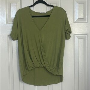 Green Wrap Crossover T-Shirt